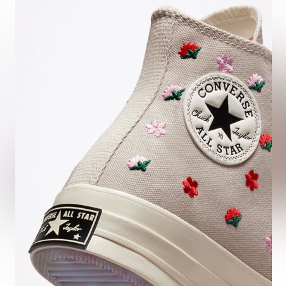 High Top Converse Chuck 70 Floral Embroidery Women’s High Top Shoe - Picture 3 of 11